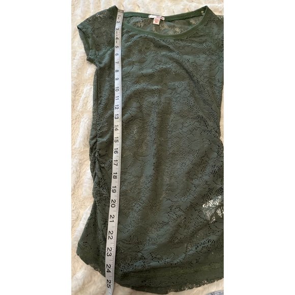 Bongo Brand Lace Short Sleeve Top Green 100% Nylon Junior's Size S - Picture 7 of 10